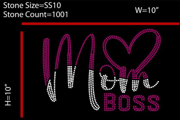 Mom Boss Rhinestone Graphics for T-Shirt Designs
