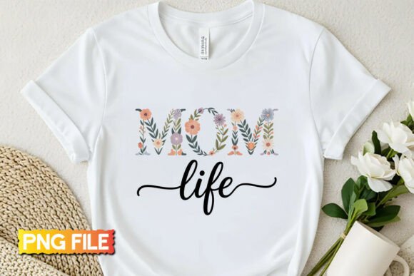 Retro Floral Mom Life PNG: Graphics for T-Shirt Designs